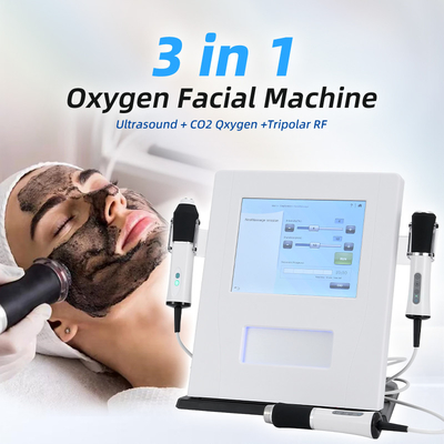 3 ইন 1 অক্সিজেন ফেসিয়াল মেশিন U Rf Co2 বুদবুদ অক্সিজেনেশন ত্বক টান 3 ইন 1 অক্সিজেন জেট ফেসিয়াল মেশিন